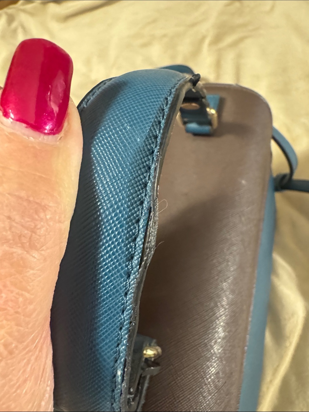 Dune of London Blue and Brown Structured Top-Handle Crossbody Bag - Picture 5 of 9